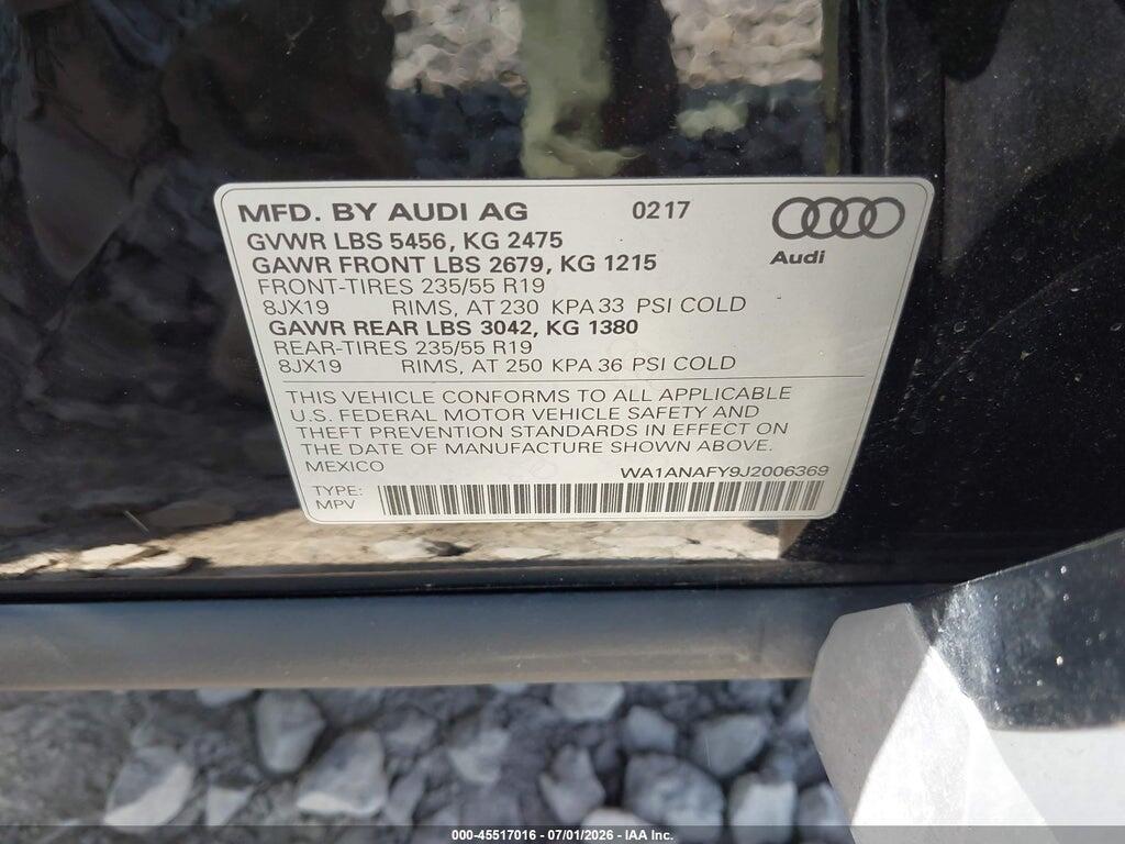 WA1ANAFY9J2006369 2018 AUDI Q5 photo no. 9