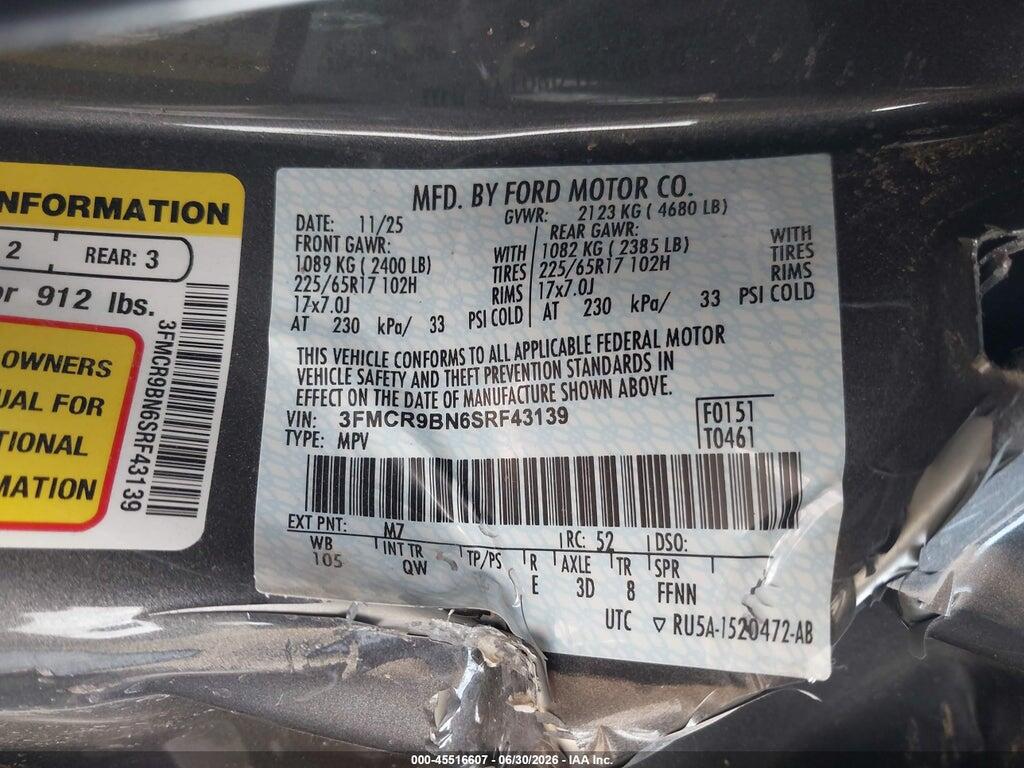 3FMCR9BN6SRF43139 2025 FORD BRONCO SPORT photo no. 9