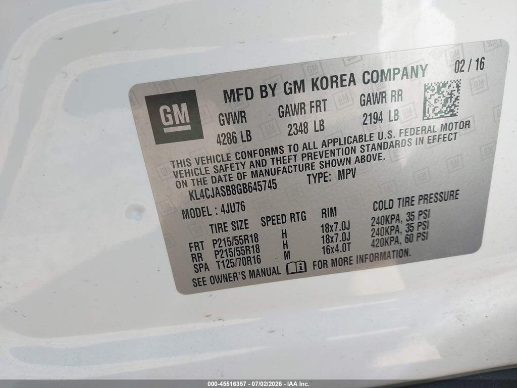 KL4CJASB8GB645745 2016 BUICK ENCORE photo no. 7