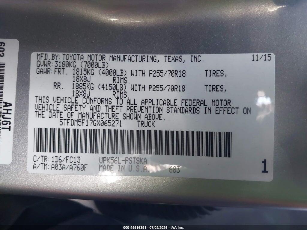 5TFDM5F17GX065271 2016 TOYOTA TUNDRA photo no. 9