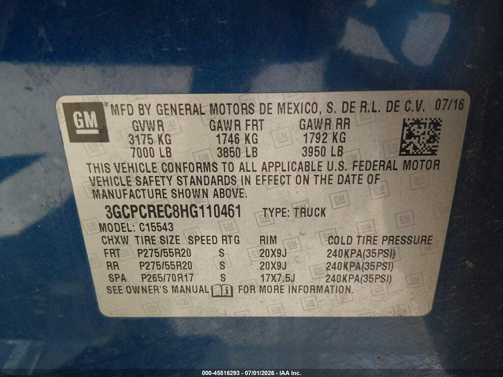 3GCPCREC8HG110461 2017 CHEVROLET SILVERADO 1500 photo no. 9