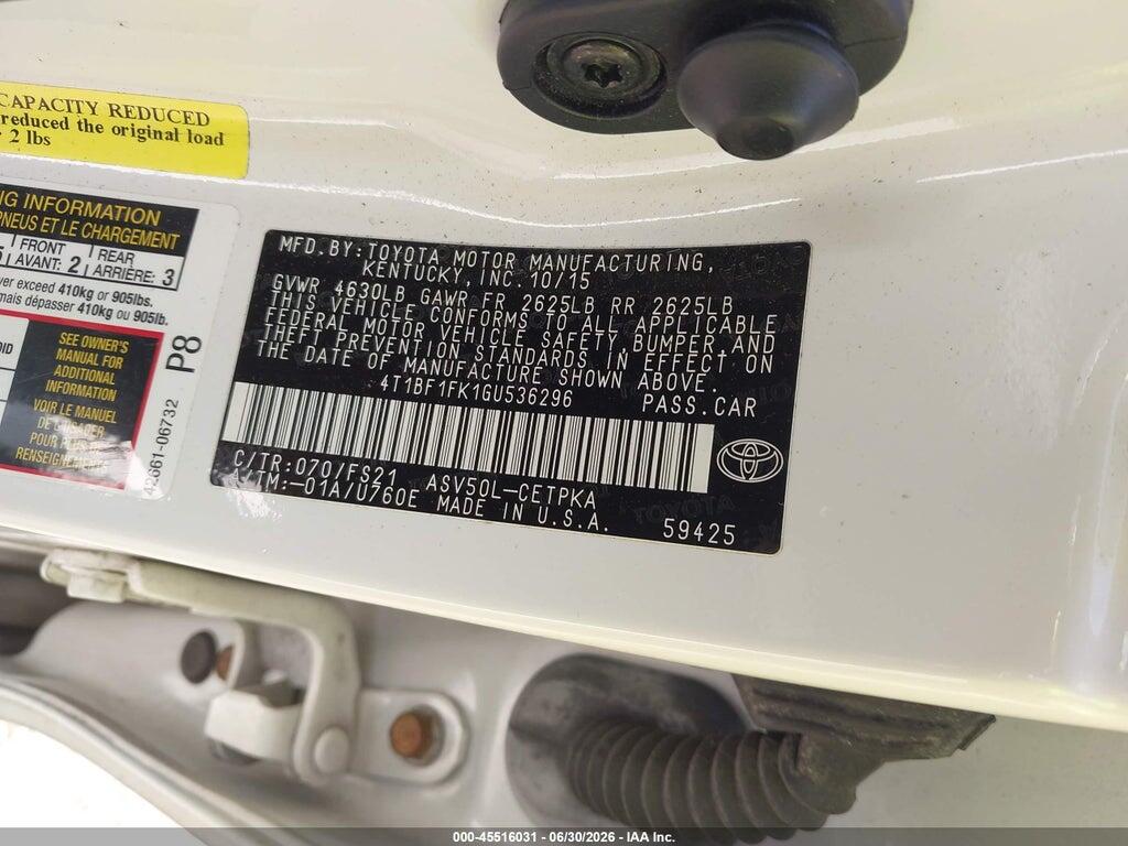 4T1BF1FK1GU536296 2016 TOYOTA CAMRY photo no. 9