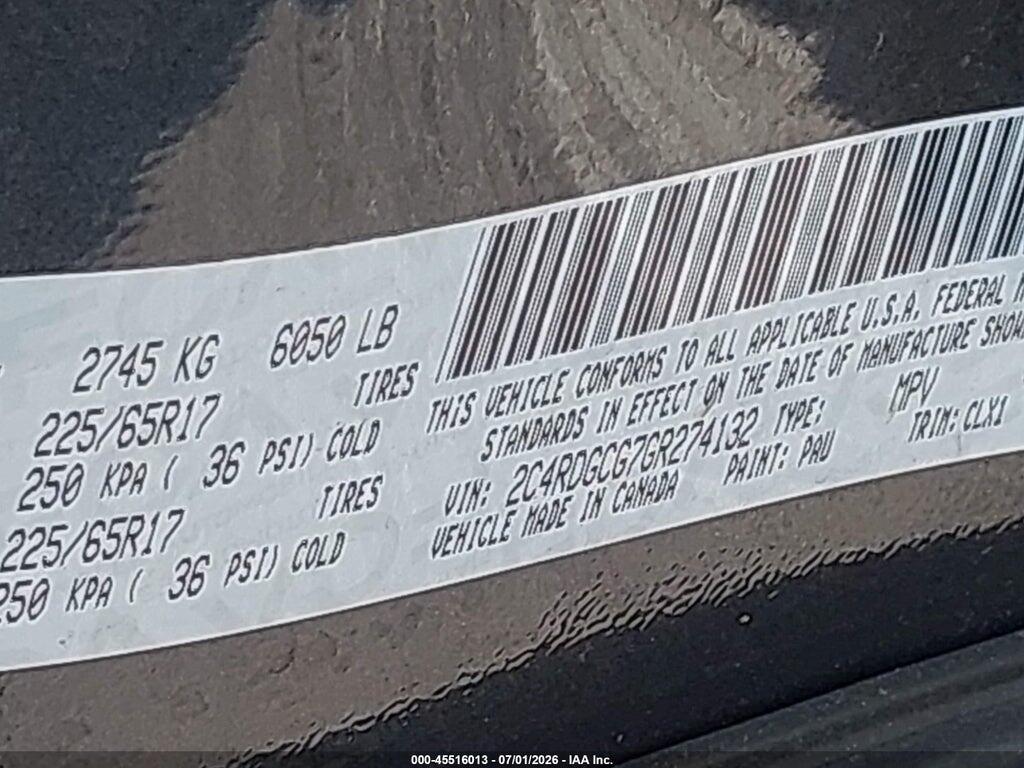 2C4RDGCG7GR274132 2016 DODGE GRAND CARAVAN photo no. 9