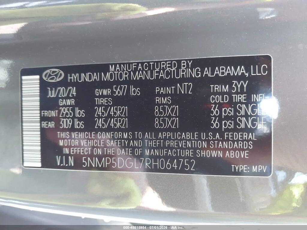 5NMP5DGL7RH064752 2024 HYUNDAI SANTA FE photo no. 9