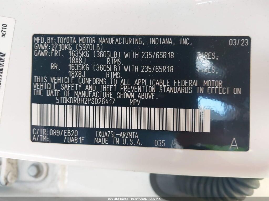 5TDKDRBH2PS026417 2023 TOYOTA HIGHLANDER photo no. 9