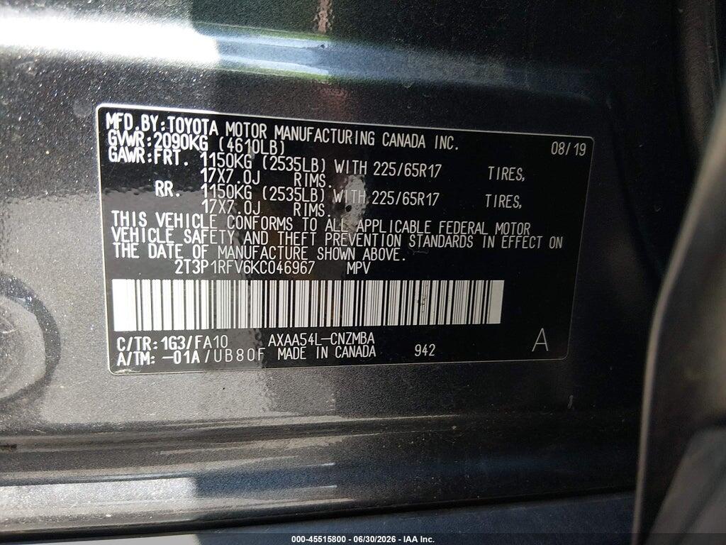 2T3P1RFV6KC046967 2019 TOYOTA RAV4 photo no. 9
