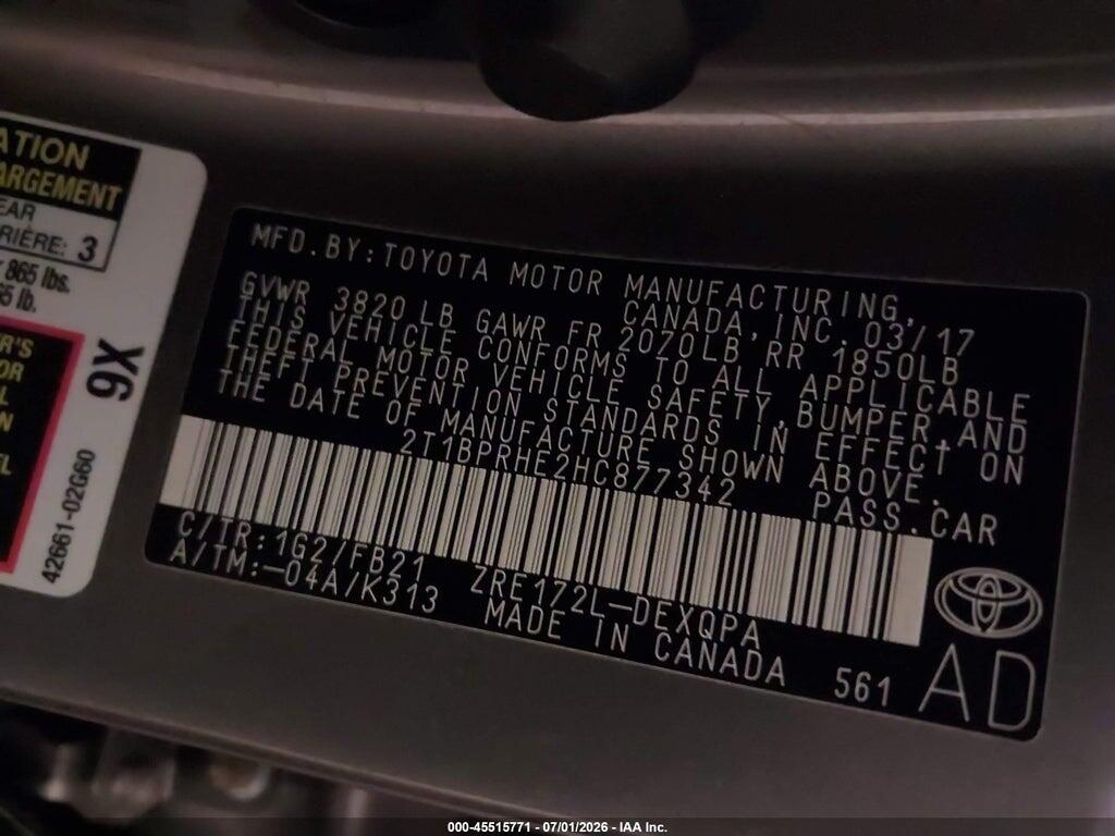 2T1BPRHE2HC877342 2017 TOYOTA COROLLA photo no. 9