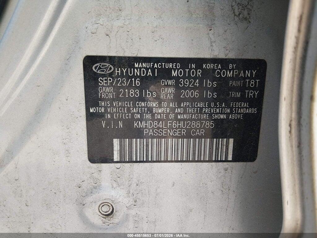 KMHD84LF6HU288785 2017 HYUNDAI ELANTRA photo no. 9