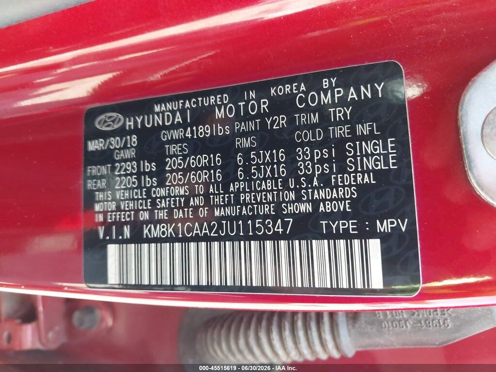 KM8K1CAA2JU115347 2018 HYUNDAI KONA photo no. 9