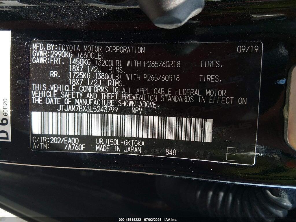 JTJAM7BX3L5243799 2020 LEXUS GX 460 photo no. 9