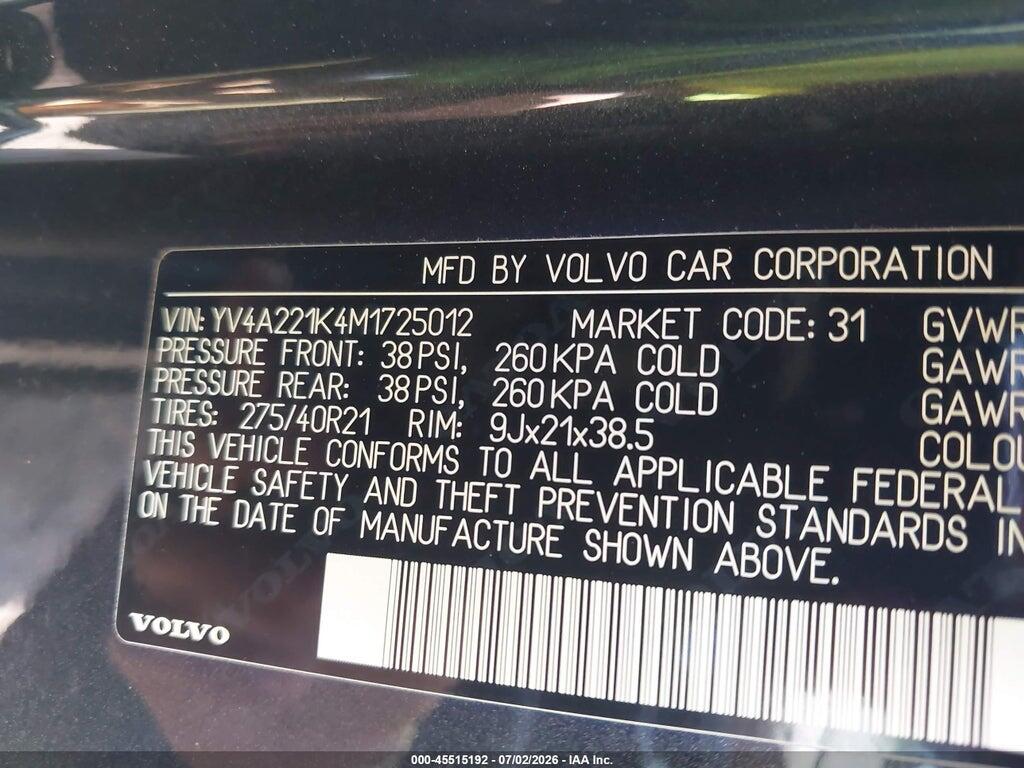 YV4A221K4M1725012 2021 VOLVO XC90 photo no. 9