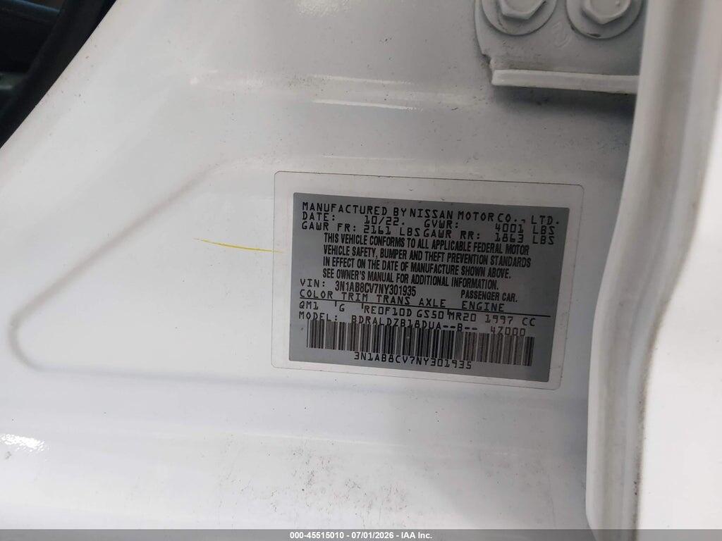 3N1AB8CV7NY301935 2022 NISSAN SENTRA photo no. 9