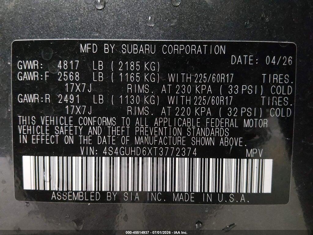 4S4GUHD6XT3772374 2026 SUBARU CROSSTREK photo no. 9