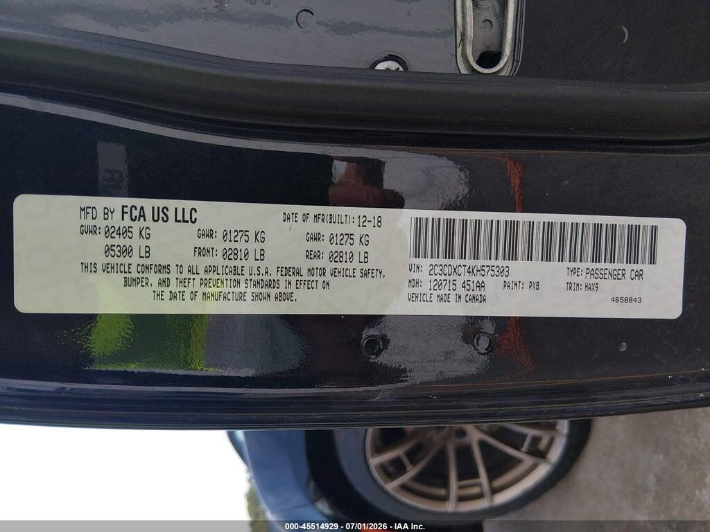 2C3CDXCT4KH575303 2019 DODGE CHARGER photo no. 9