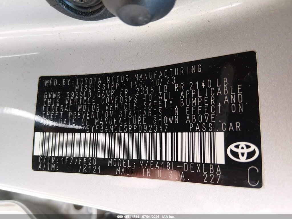 5YFB4MDE5RP092347 2024 TOYOTA COROLLA photo no. 9