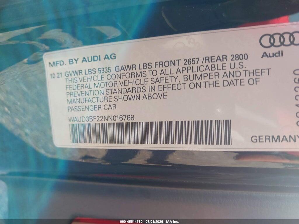 WAUD3BF22NN016768 2022 AUDI A6 photo no. 9