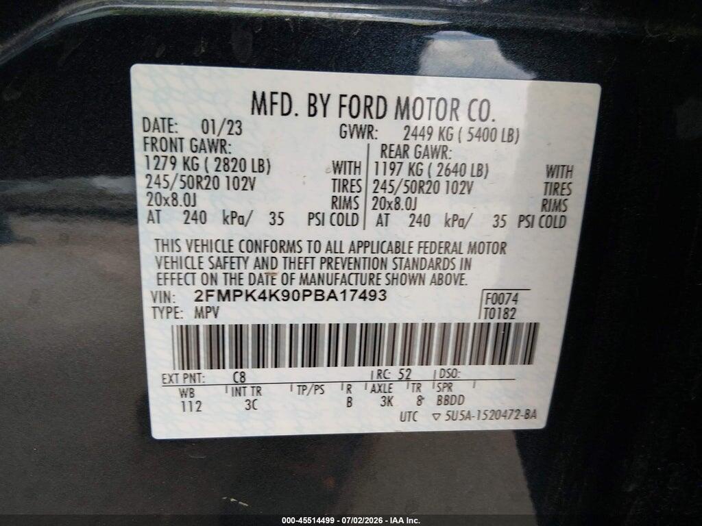 2FMPK4K90PBA17493 2023 FORD EDGE photo no. 9