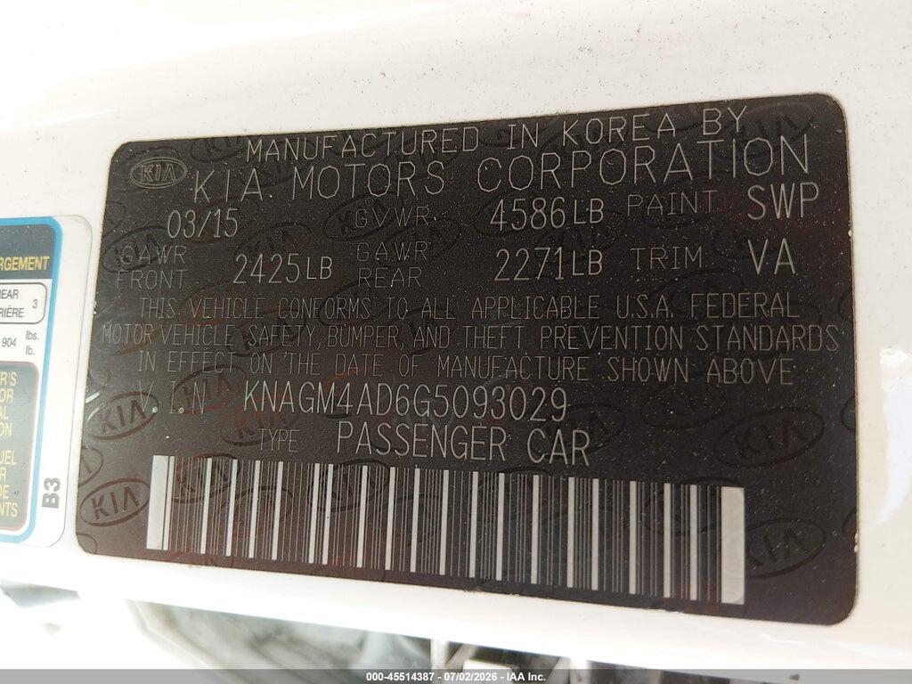 KNAGM4AD6G5093029 2016 KIA OPTIMA HYBRID photo no. 9