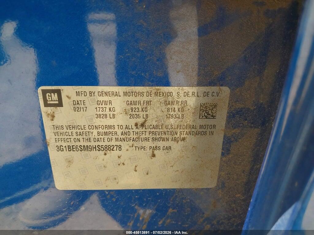 3G1BE6SM9HS588278 2017 CHEVROLET CRUZE photo no. 9