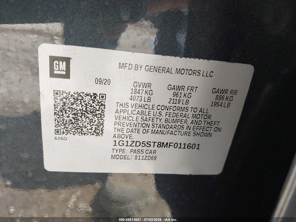 1G1ZD5ST8MF011601 2021 CHEVROLET MALIBU photo no. 9