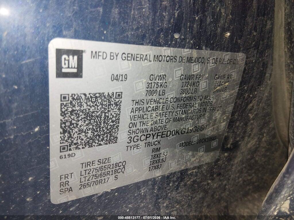 3GCPYFED0KG198860 2019 CHEVROLET SILVERADO 1500 photo no. 9