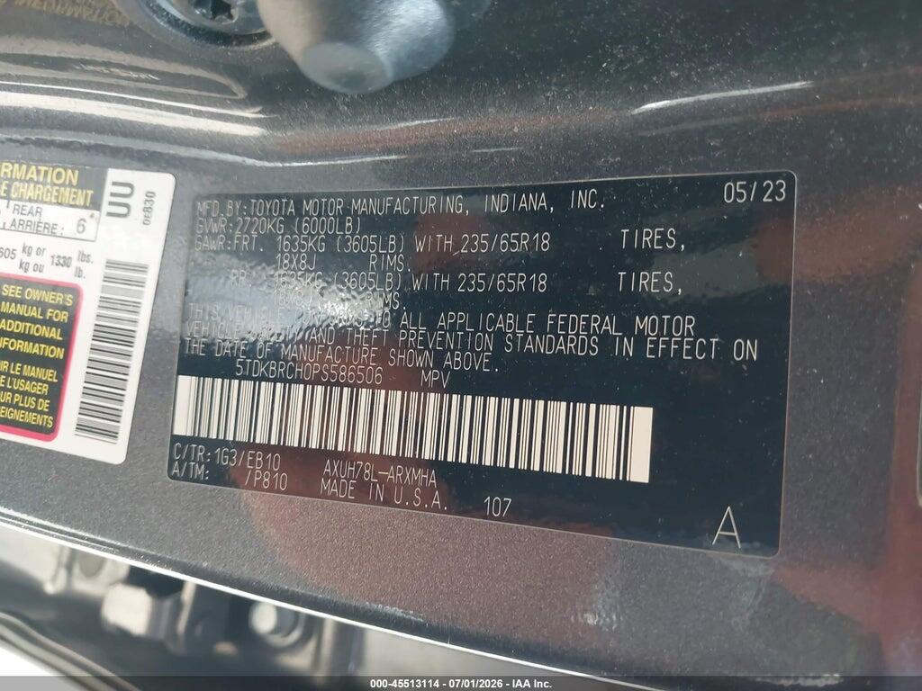 5TDKBRCH0PS586506 2023 TOYOTA HIGHLANDER photo no. 9