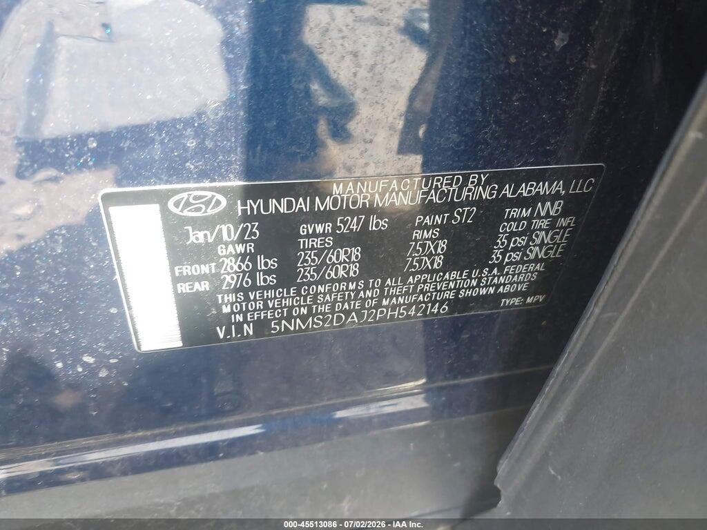 5NMS2DAJ2PH542146 2023 HYUNDAI SANTA FE photo no. 9