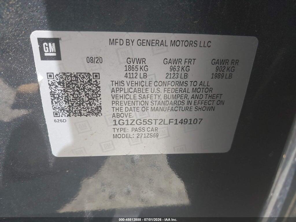 1G1ZG5ST2LF149107 2020 CHEVROLET MALIBU photo no. 9