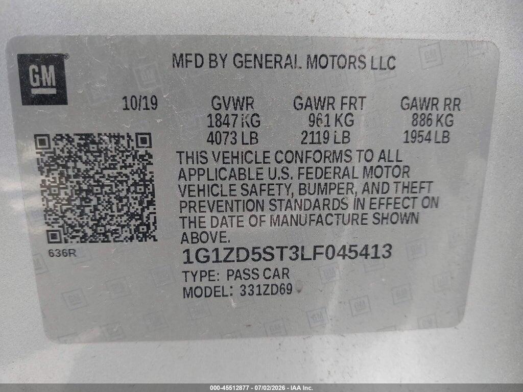 1G1ZD5ST3LF045413 2020 CHEVROLET MALIBU photo no. 9