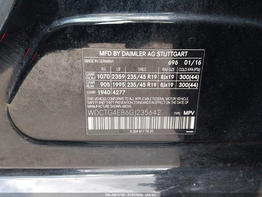WDCTG4EB6GJ235642 2016 MERCEDES-BENZ GLA 250 photo no. 9