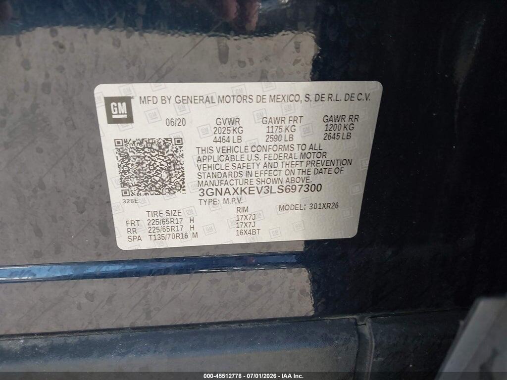 3GNAXKEV3LS697300 2020 CHEVROLET EQUINOX photo no. 9