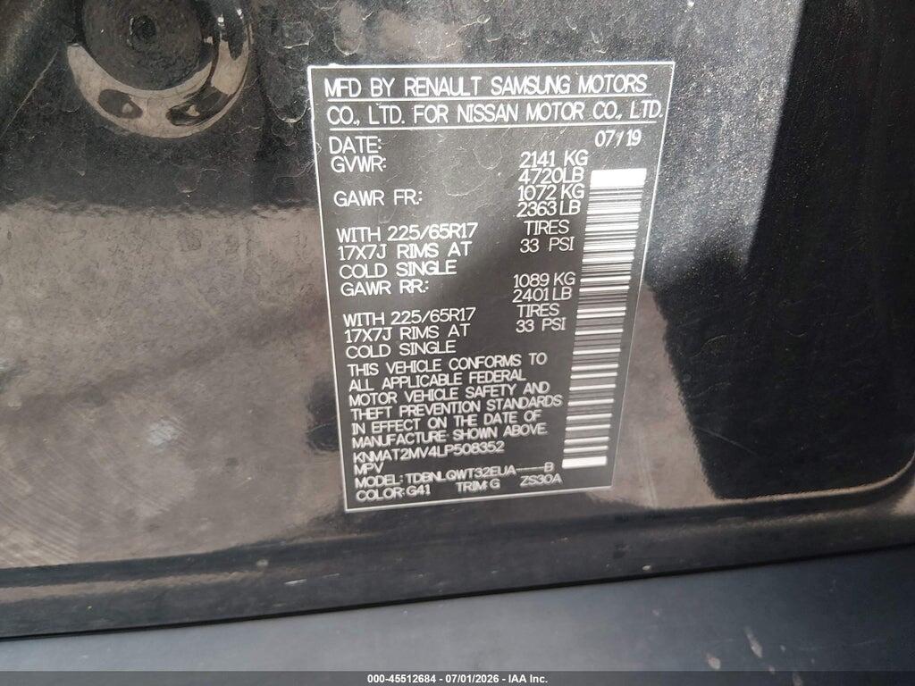KNMAT2MV4LP508352 2020 NISSAN ROGUE photo no. 9