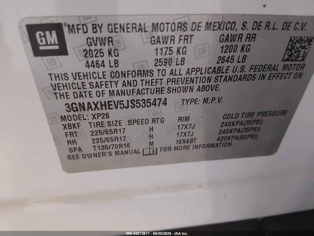 3GNAXHEV5JS535474 2018 CHEVROLET EQUINOX photo no. 9