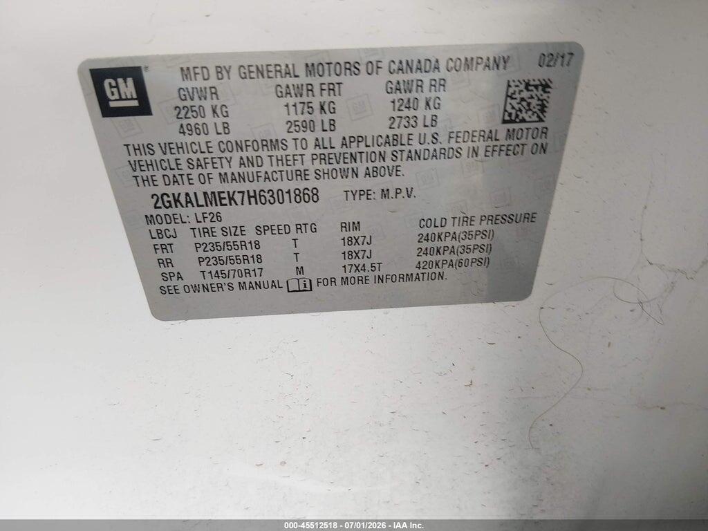 2GKALMEK7H6301868 2017 GMC TERRAIN photo no. 9