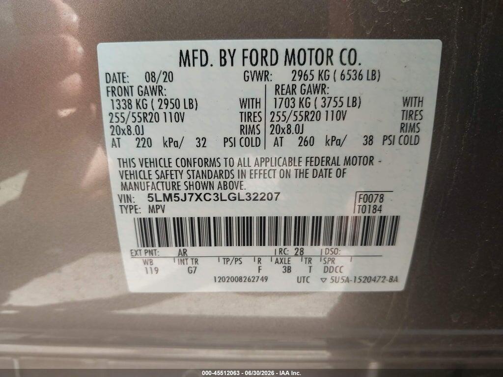 5LM5J7XC3LGL32207 2020 LINCOLN AVIATOR photo no. 9