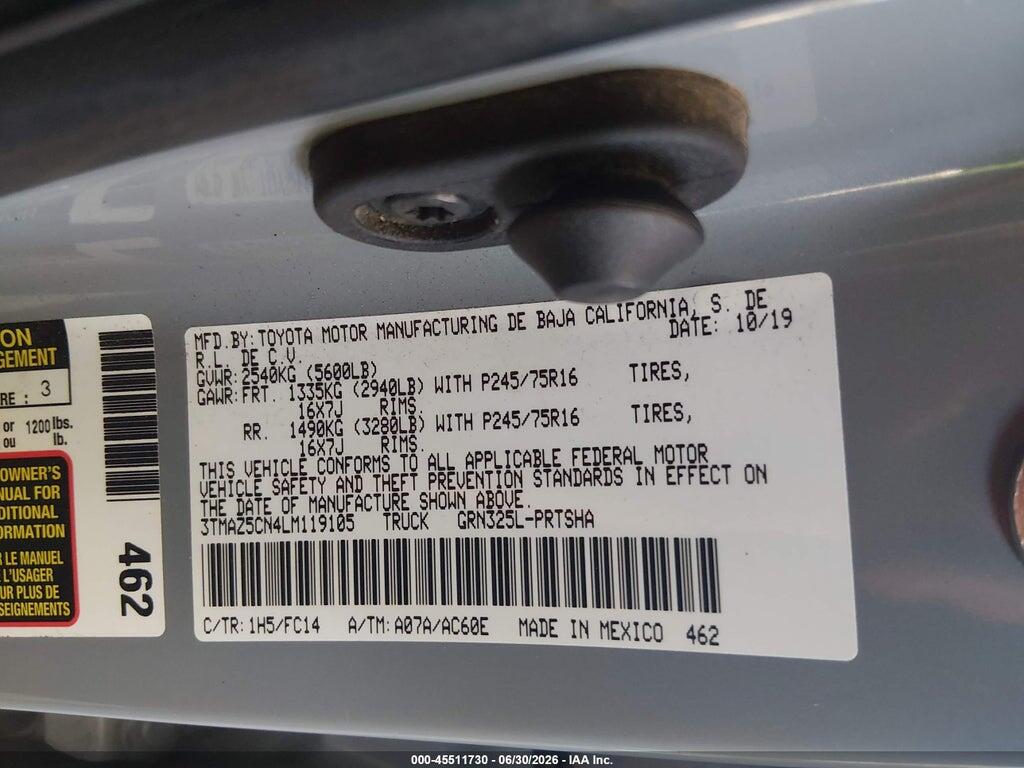 3TMAZ5CN4LM119105 2020 TOYOTA TACOMA photo no. 9