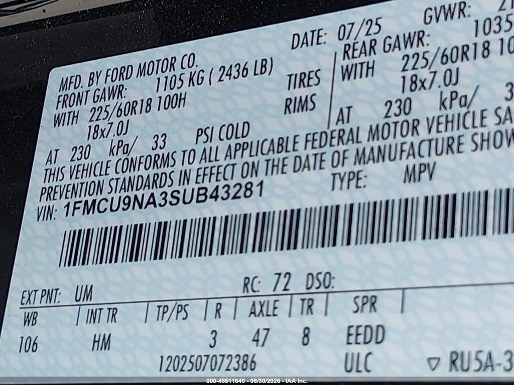 1FMCU9NA3SUB43281 2025 FORD ESCAPE photo no. 9