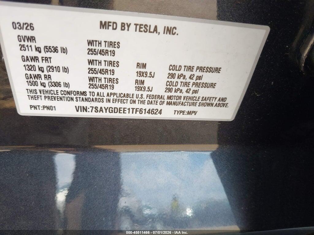7SAYGDEE1TF614624 2026 TESLA MODEL Y photo no. 9