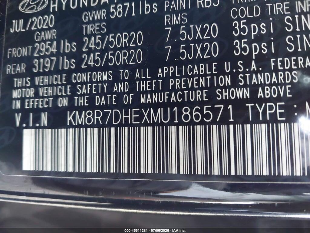 KM8R7DHEXMU186571 2021 HYUNDAI PALISADE photo no. 9
