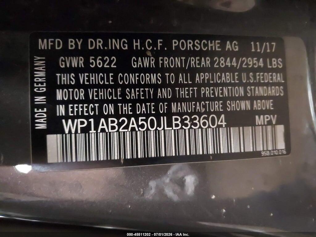WP1AB2A50JLB33604 2018 PORSCHE MACAN photo no. 9