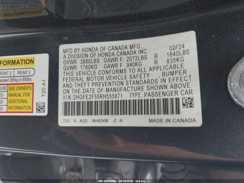 2HGFE2F55RH555871 2024 HONDA CIVIC photo no. 9