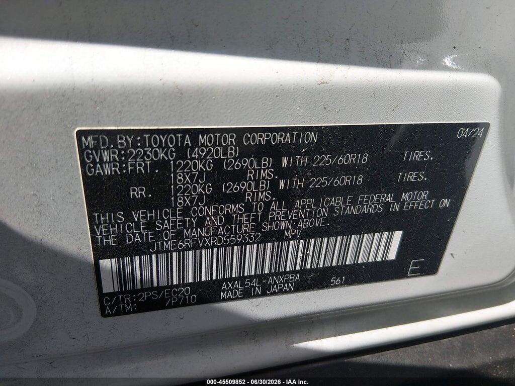 JTME6RFVXRD559332 2024 TOYOTA RAV4 HYBRID photo no. 9