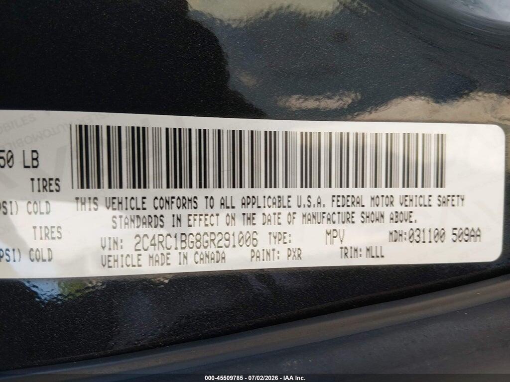 2C4RC1BG8GR291006 2016 CHRYSLER TOWN & COUNTRY photo no. 9