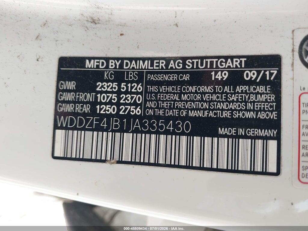 WDDZF4JB1JA335430 2018 MERCEDES-BENZ E 300 photo no. 9