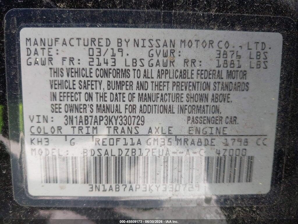 3N1AB7AP3KY330729 2019 NISSAN SENTRA photo no. 9
