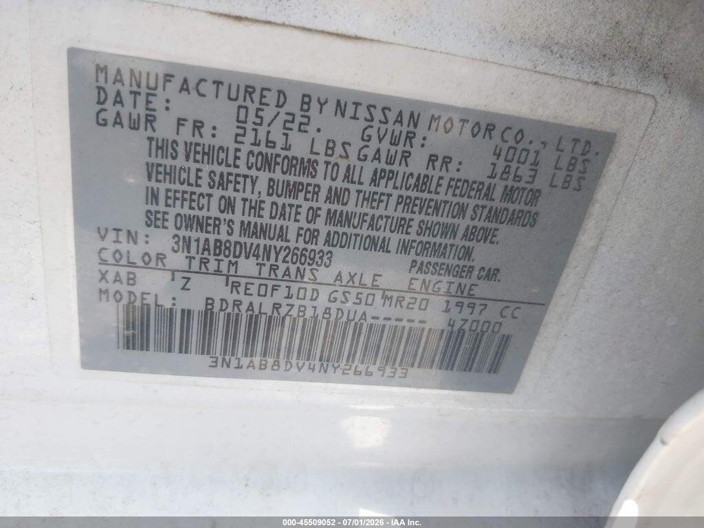 3N1AB8DV4NY266933 2022 NISSAN SENTRA photo no. 9
