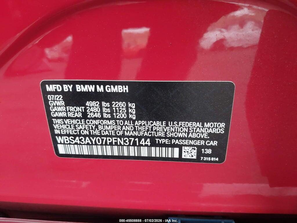 WBS43AY07PFN37144 2023 BMW M3 photo no. 9