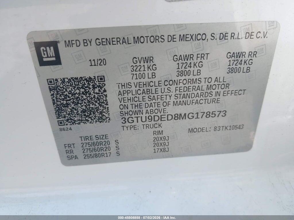 3GTU9DED8MG178573 2021 GMC SIERRA 1500 photo no. 9