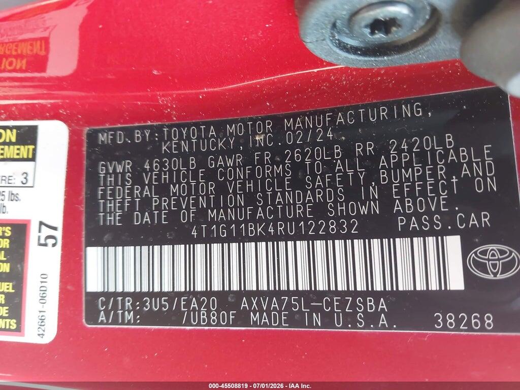 4T1G11BK4RU122832 2024 TOYOTA CAMRY photo no. 9