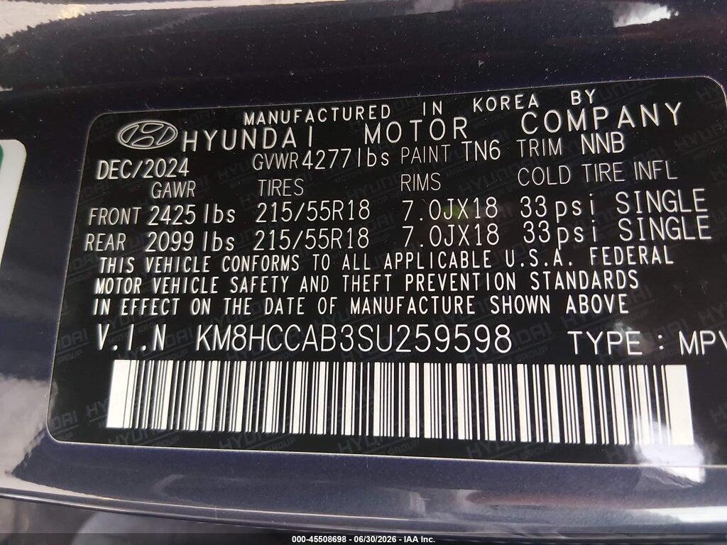 KM8HCCAB3SU259598 2025 HYUNDAI KONA photo no. 9